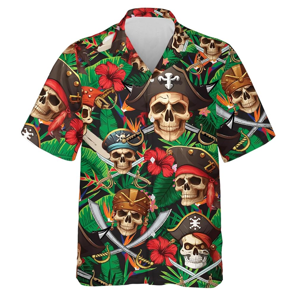 Amazon.com: Skull Hawaiian Shirt for Men - Women Pirate